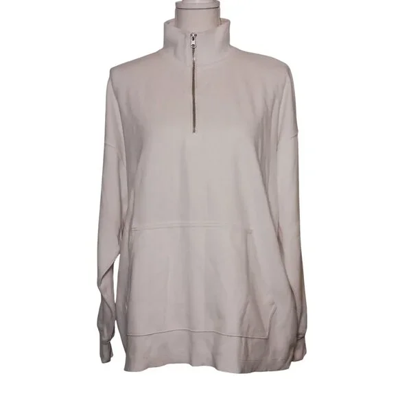 Aerie White Half-Zip Sweatshirt - Picture 2 of 13